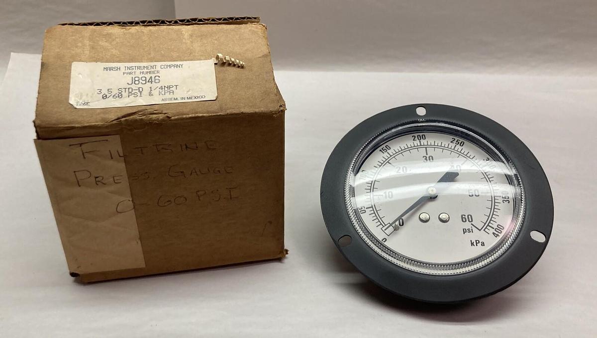 Marsh Instrument Comopany,J8946,Gauge 1/4npt 0/60psi/kpa