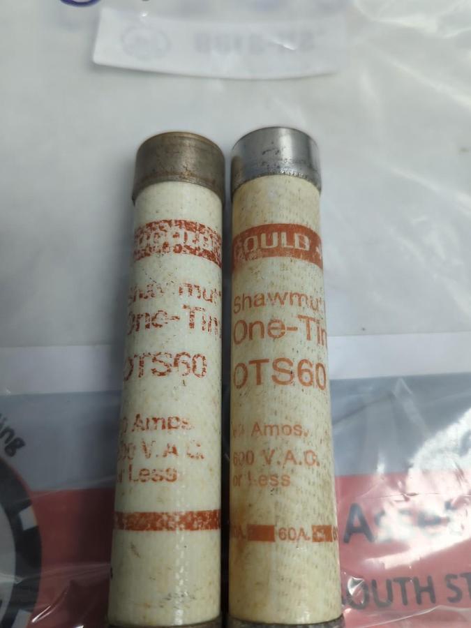 Used GOULD SHAWMUT,OTS60,ONE-TIME 60 AMP FUSE LOT OF 2 PRE-OWNED