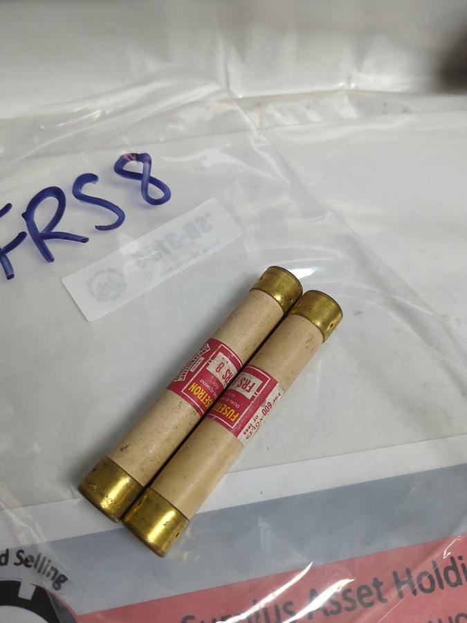 Used COOPER BUSSMANN,FRS-8,FUSETRON 8 AMP FUSE LOT OF 2 PRE-OWNED