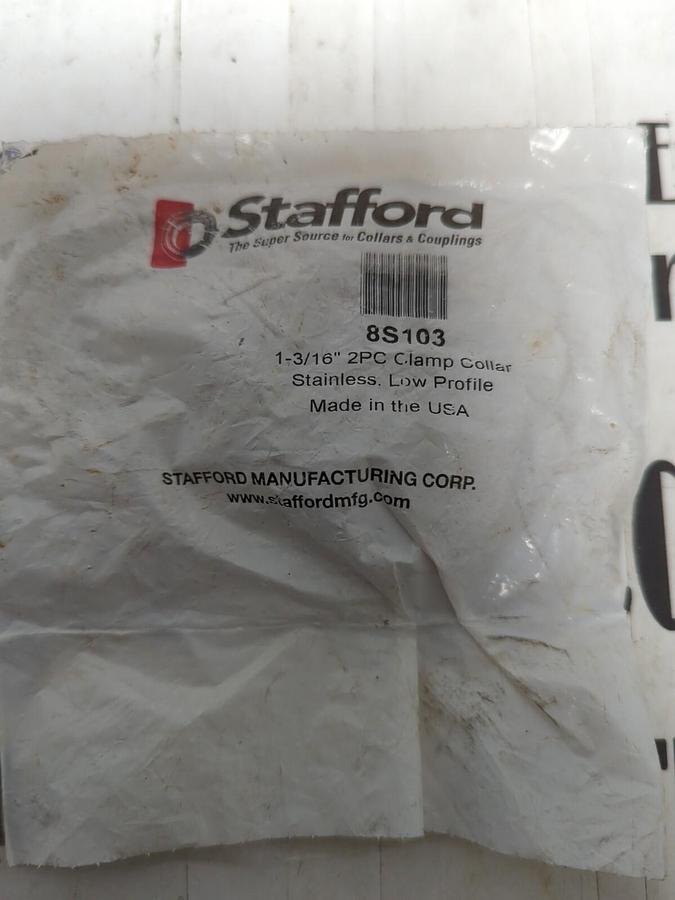 STAFFORD,8S103,2 PIECE STAINLESS STEEL SHAFT/CLAMP COLLAR 1-3/16 INCH BORE NOS