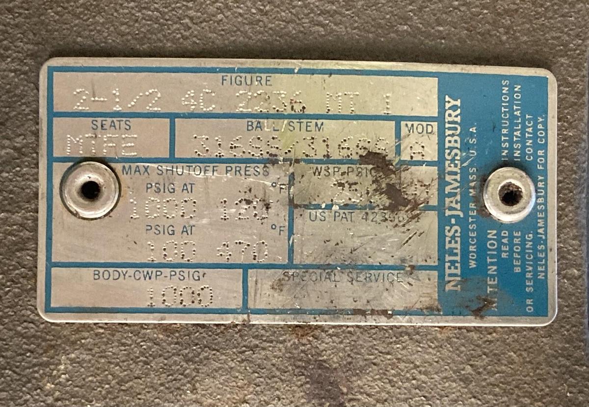 Neles-Jamesbury,2-1/2 4C 2236 MT1,Ball VALVE Model A