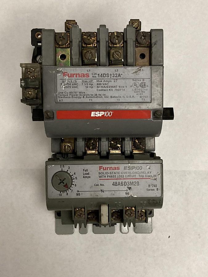 Used Furnas,48ASD3M20 ESP100,Motor Starter with 14CS+32A Overload Relay
