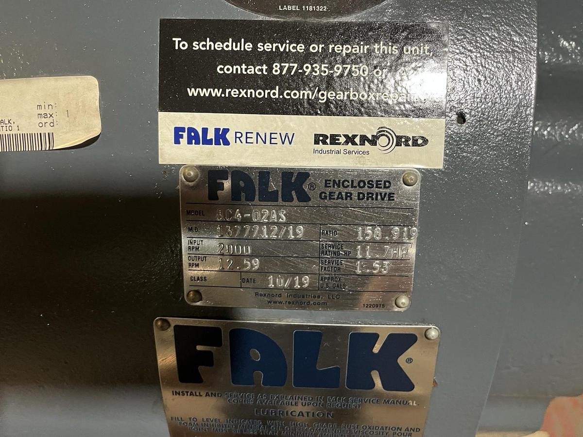 Used FALK,8C4-02AS,ENCLOSED GEAR DRIVE REDUCER RATIO 158.919 INPUT 11.7HP 2000RPM
