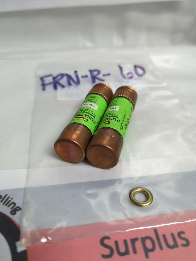 Used COOPER BUSSMANN,FRN-R-60,FUSETRON 60 AMP FUSE LOT OF 2 PRE-OWNED