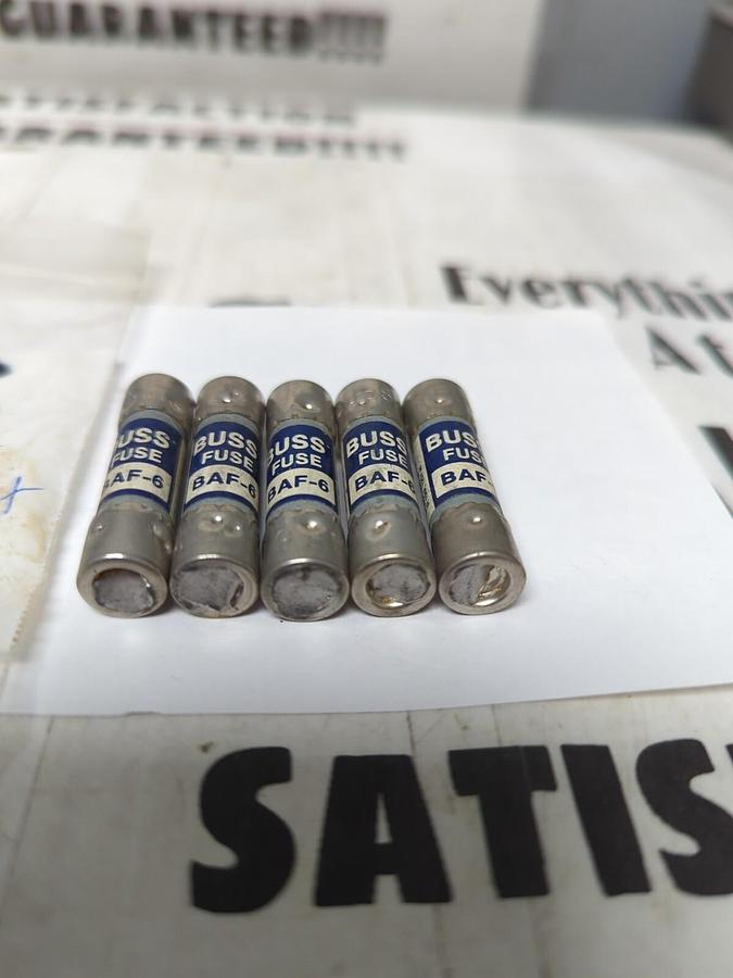COOPER BUSSMANN,BAF-6,FUSES 6 AMP LOT OF 5 NOS
