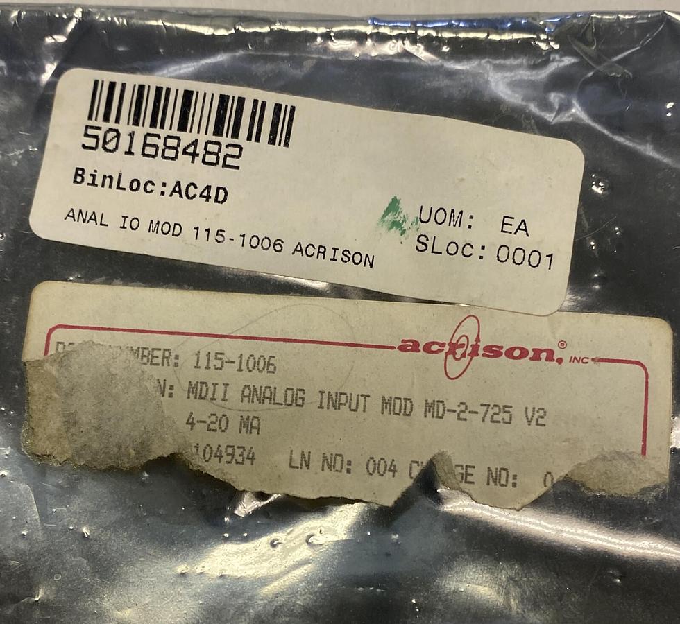 ACRISON,115-1006 MDII,ANALOG INPUT MODULE MD-2-725 V2 4-20MA NOS