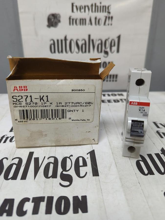 ABB,S271-K-1,CIRCUIT BREAKER 1- POLE 277VAC/60V NOS