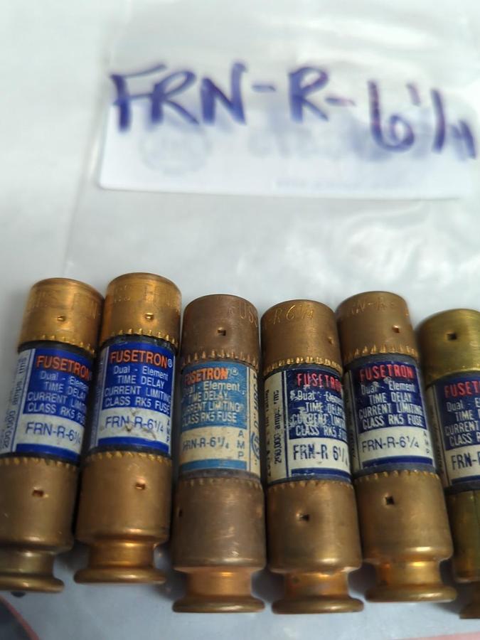 Used COOPER BUSSMANN,FRN-R-6-1/4,FUSETRON 6-1/4 AMP FUSE LOT OF 7 PRE-OWNED
