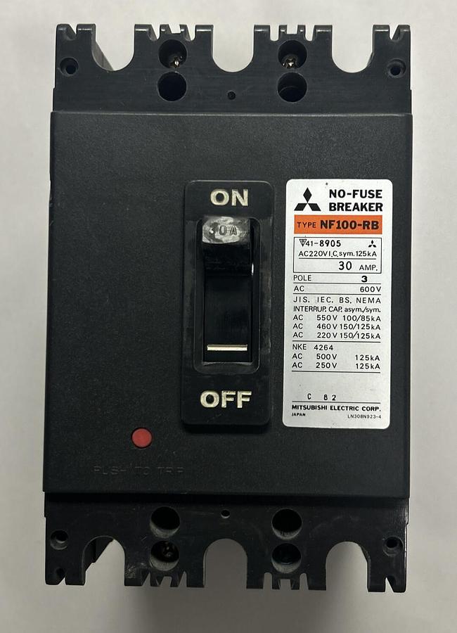 Used MITSUBISHI,NF100-RB,NO-FUSE BREAKER 30A 600V 3P