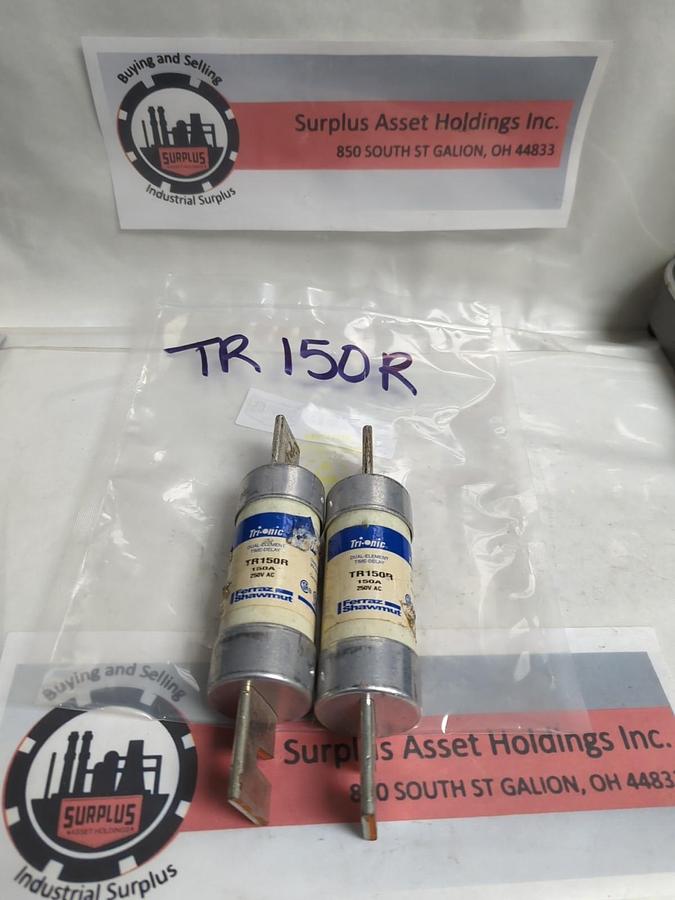 Used FERRAZ SHAWMUT,TR150R,TRI-ONIC 150 AMP FUSE LOT OF 2 PRE-OWNED