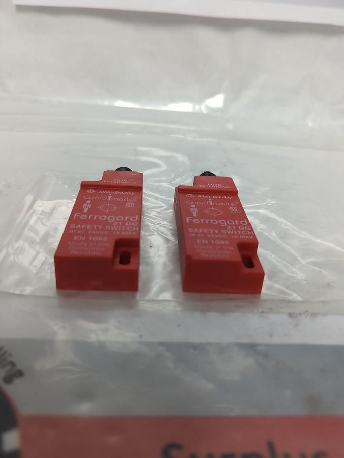 Used ALLEN-BRADLEY,EN-1088,FERROGARD SAFETY SWITCH LOT OF 2 PRE-OWNED