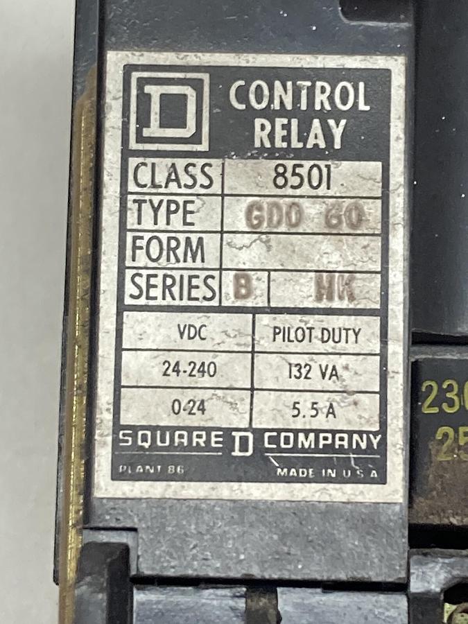 Used Square D,8501 GD0-60,Contactor Series B