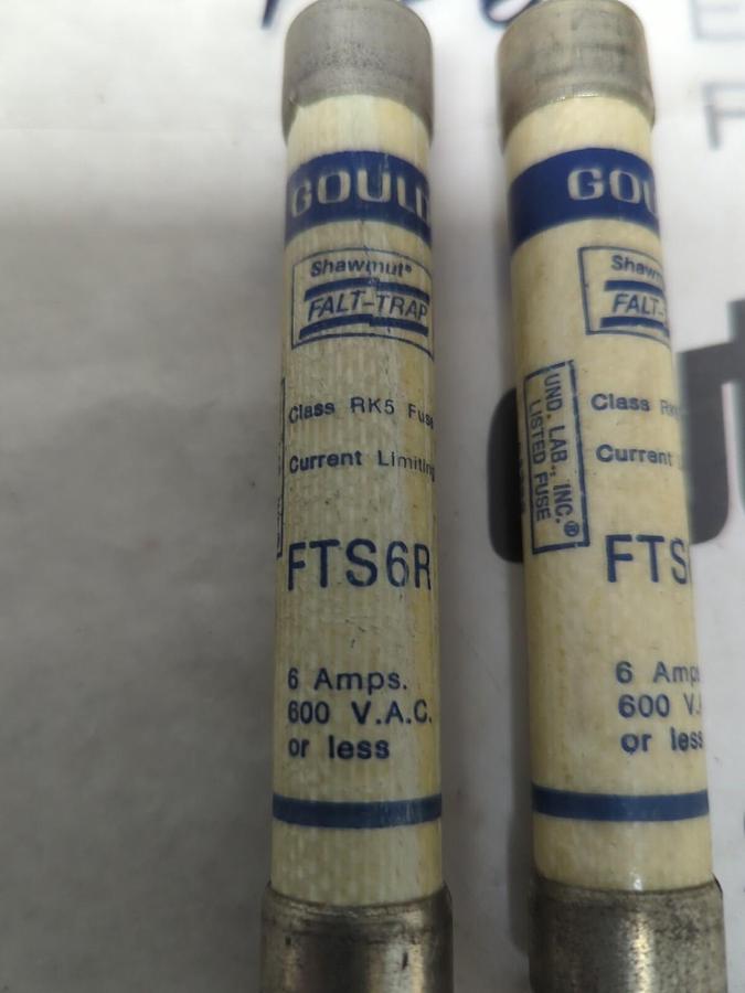 GOULD SHAWMUT,FTS6R,FALT-TRAP 6 AMP FUSE LOT OF 2 NOS