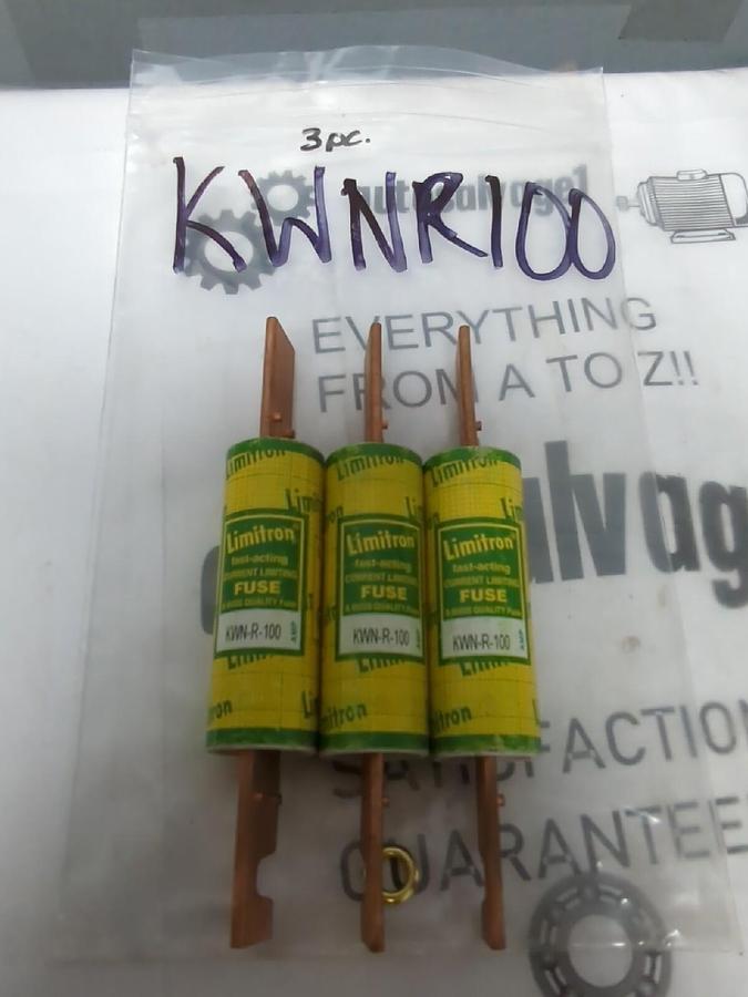 LIMITRON,KWNR100,100 AMP FAST-ACTING FUSE LOT OF 3 NOS