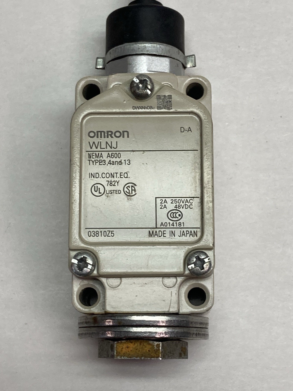 Omron,WLNJ,Limit Switch NEMA A600 Type 3,4 and 13 250Vac