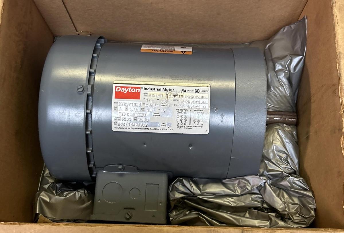 DAYTON,2N916M,AC MOTOR 1.2HP 208-220/440V 1725/1425RPM 3PH 56C FRAME
