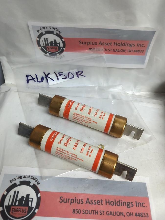 GOULD SHAWMUT,A6K150R,AMP-TRAP 150 AMP FUSE LOT OF 2 NOS