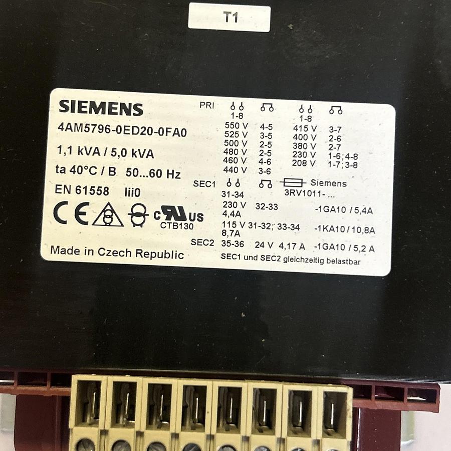 Used SIEMENS,4AM5796-0ED20-0FA0,TRANSFORMER 1.1KVA / 5.0 KVA