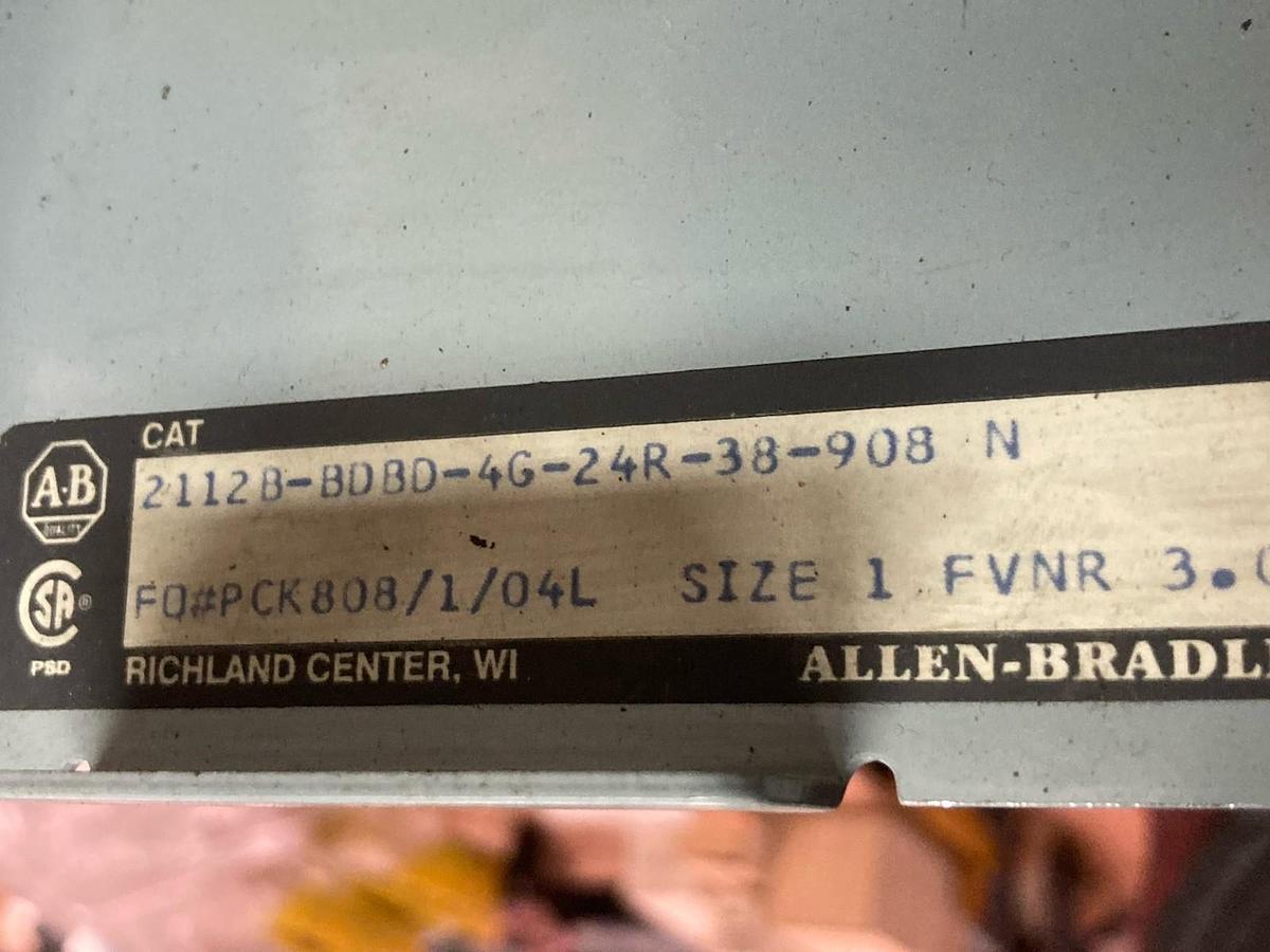 Used Allen-Bradley,2112B FVNR,12 Inch Size 1 FUSED MCC Bucket 480V 60Hz