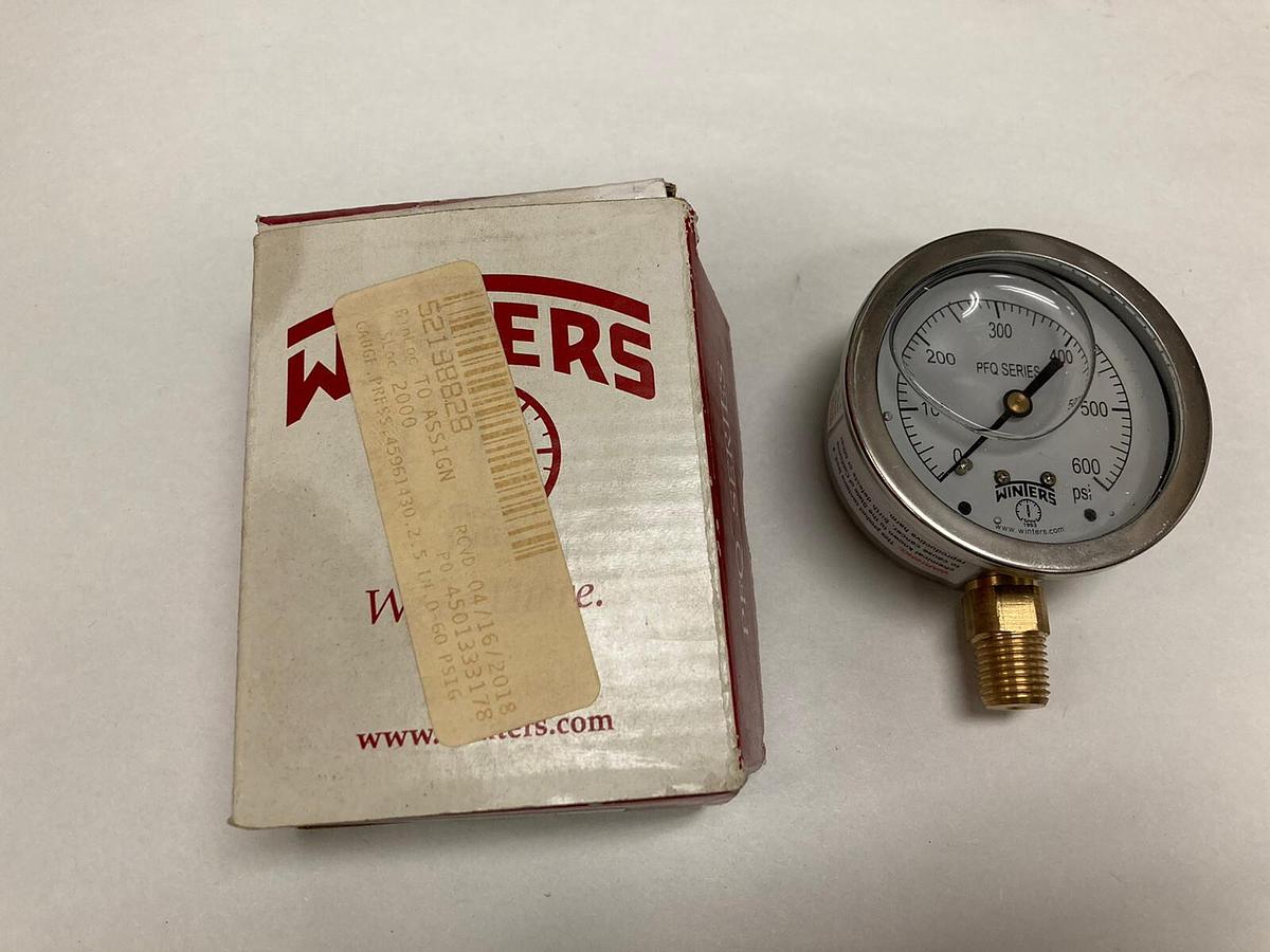 Winters Gauge,PFQ808R1,2-1/2 INCH Face SS Case 1/4 INCH NPT  0-600 PSI