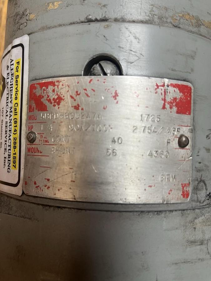 Used GE,5BCD56CD247A,DC MOTOR 1/4HP 1725RPM 2.75A FR 56