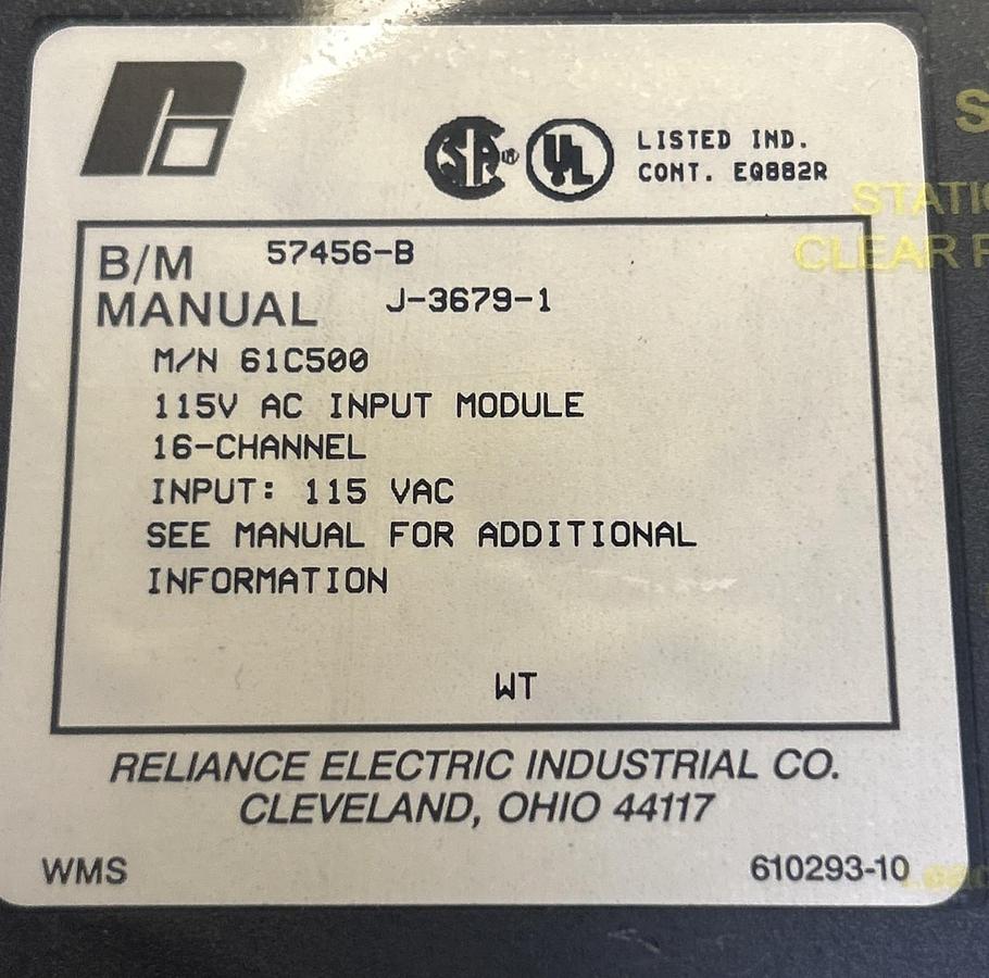 Used RELIANCE ELECTRIC,61C500,INPUT MODULE