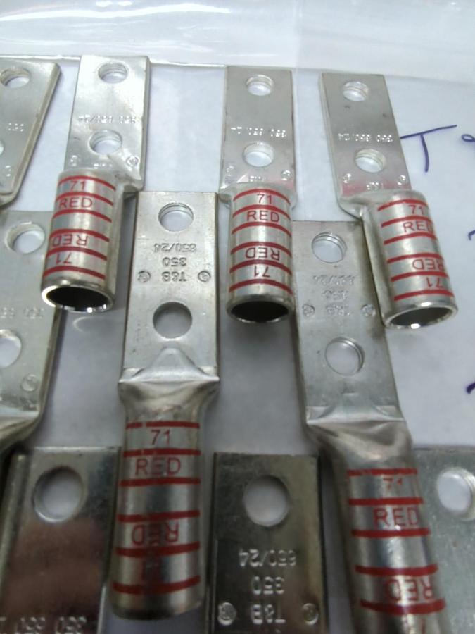 T&B,RED 71,COMPRESSION LUG 2-HOLE 350 650/24 LOT OF 13 NOS