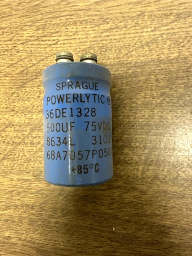 Used Sprague,36DE1328,Capacitor 500UF 75 VDC