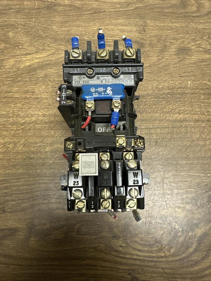 Used Allen Bradley,509-BOD,Size 1 Starter w42185-800-01 Overload Relay