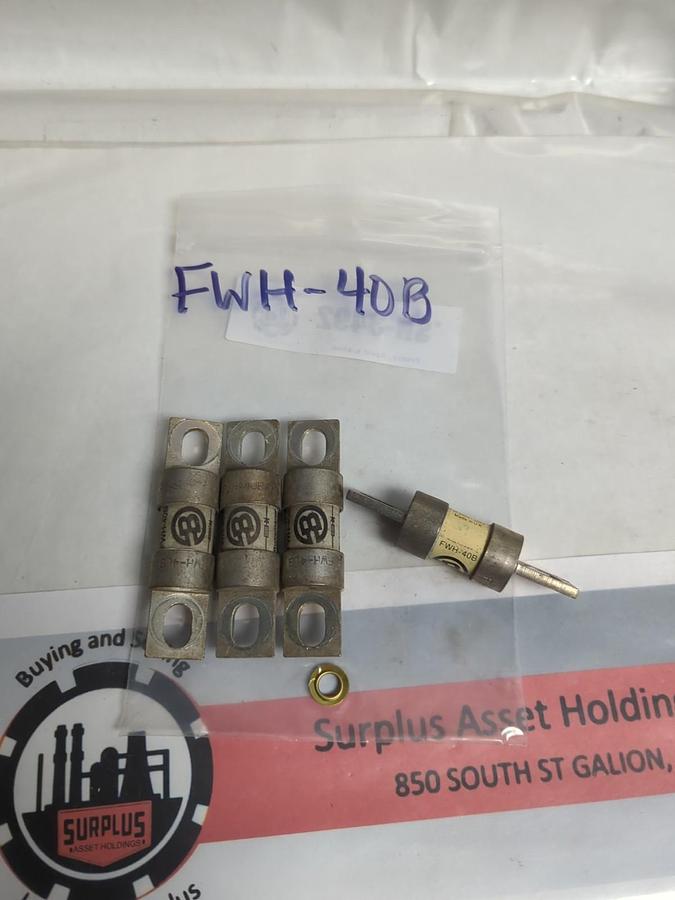 Used COOPER BUSSMANN,FWH-40B,SEMICONDUCTOR 40 AMP FUSE LOT 4 OF PRE-OWNED