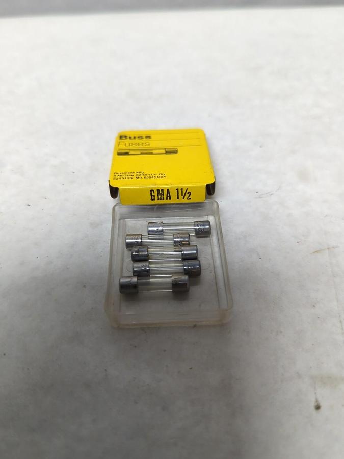 COOPER BUSSMANN,GMA 1-1/2,GLASS FUSE PACK OF 5 NOS