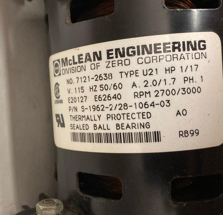 McLean Engineering,Model 7121-2638,1-Phase Motor 115V 1.7/2A 2700/3000 RPM