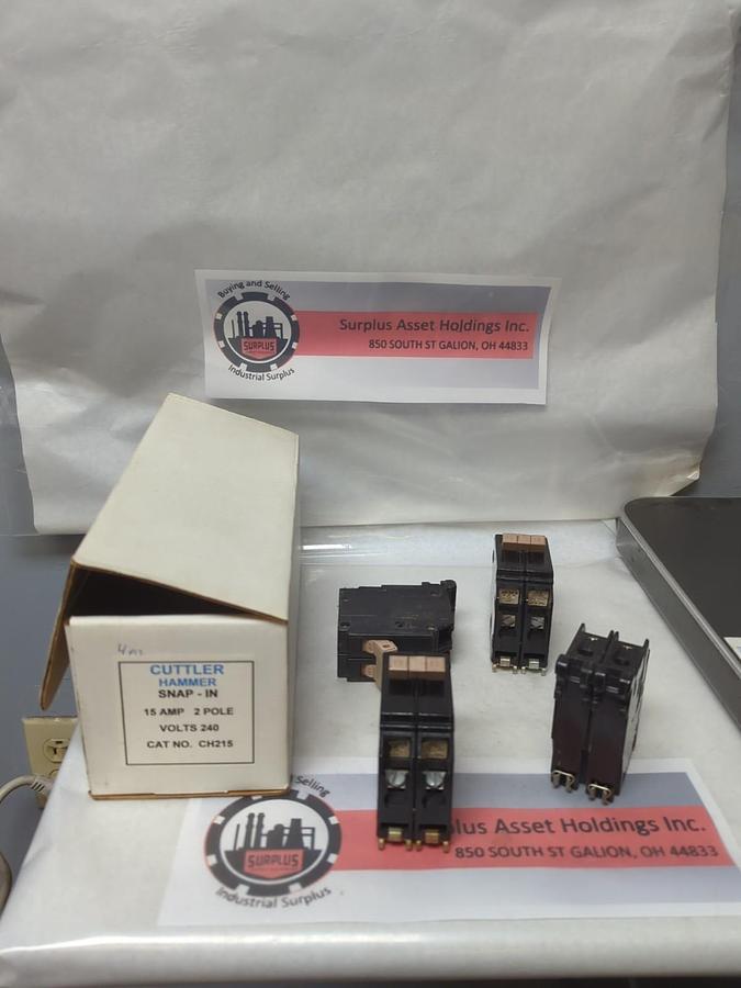 CUTLER-HAMMER,CH215,CIRCUIT BREAKER 15 AMP 2-POLE LOT OF 4 NOS