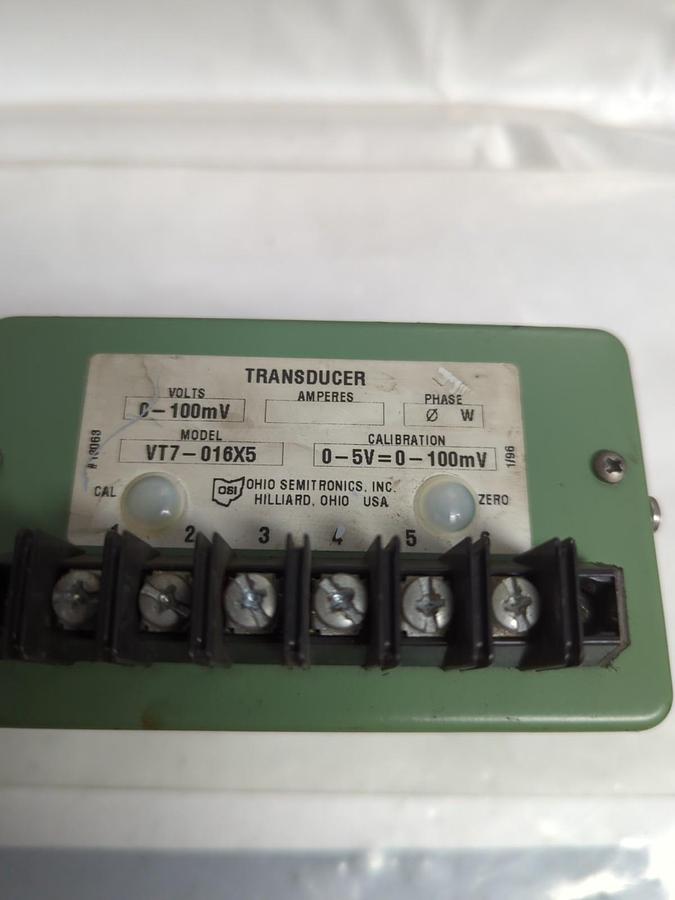 Used OHIO SEMITRONICS,VT7-016X5,VOLTAGE TRANSDUCER 0-100mV PRE-OWNED