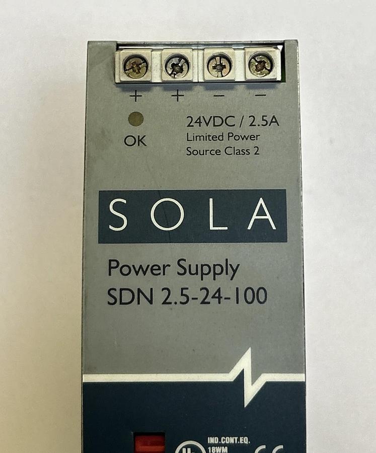 Used EMERSON SOLA,SDN2.5-24-100,POWER SUPPLY 24VDC 2.5A