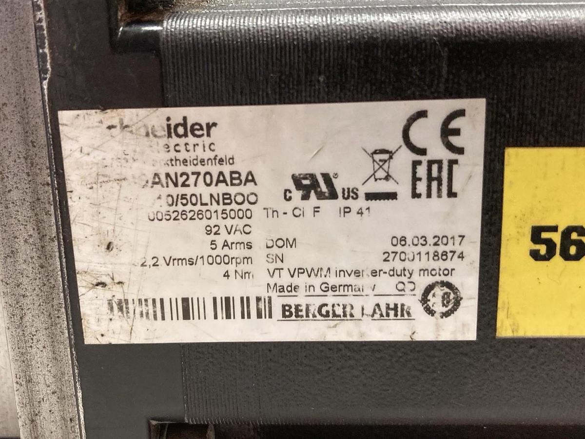 Used Schneider Electric,BRS39AN270ABA,Servo Motor 92Vac 5 Arms 4Nm