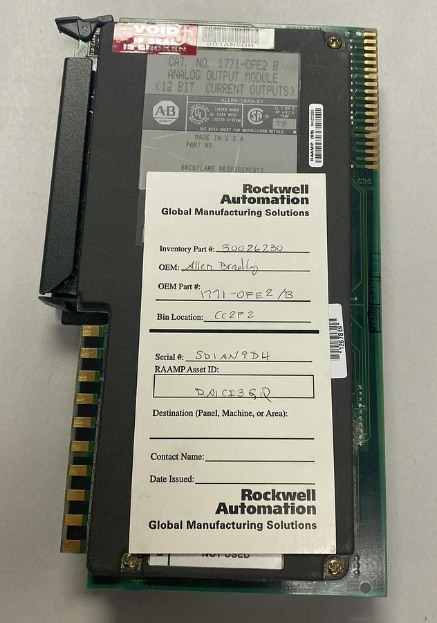 Used ALLEN BRADLEY,1771-0FE2,SER B ANALOG OUTPUT MODULE REFURBISHED