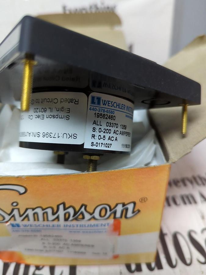 SIMPSON WESCHLER,ALL 033701359,PANEL METER 0-200AC NOS