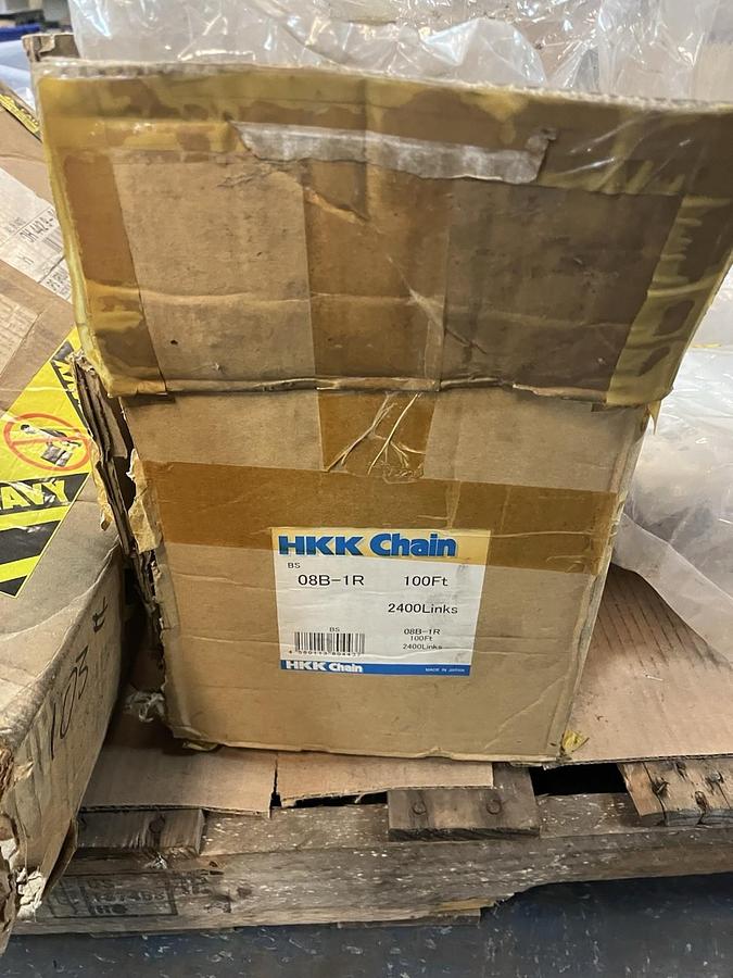 HKK CHAIN,08B-1R,SINGLE STRAND ROLLER CHAIN 100FT CHAIN 2400 LINKS