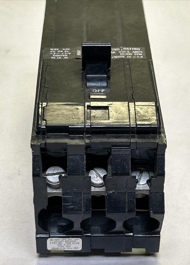 Used SQUARE D,Q1U360,CIRCUIT BREAKER 60A 240V 3P