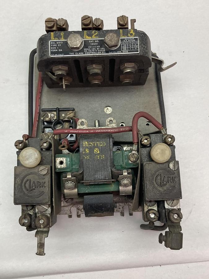 Used Clark Controller,13U31,Bul. 6013 Type CY Size 1 Contactor without Locking Box