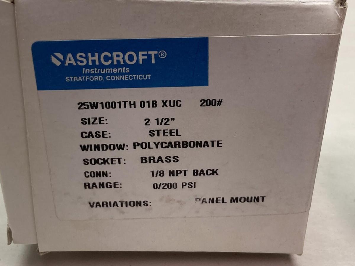 Ashcroft,25W1001TH 01B XUC,Brass Pressure Gauge 0-200PSI 2-1/2 Inch
