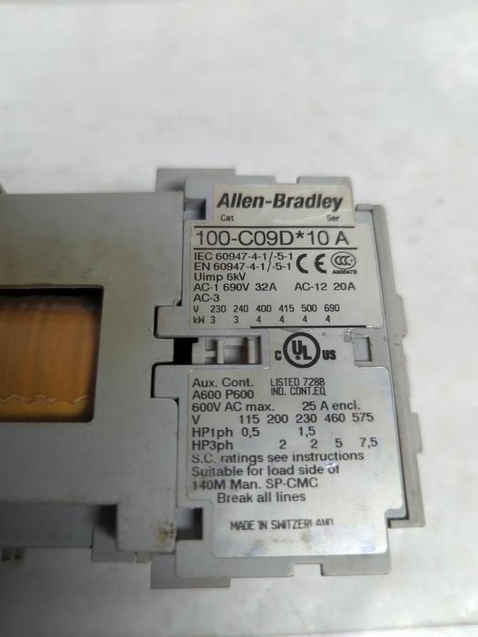 Used ALLEN BRADLEY,700-C09D*10,CONTACTOR 24V PRE-OWNED