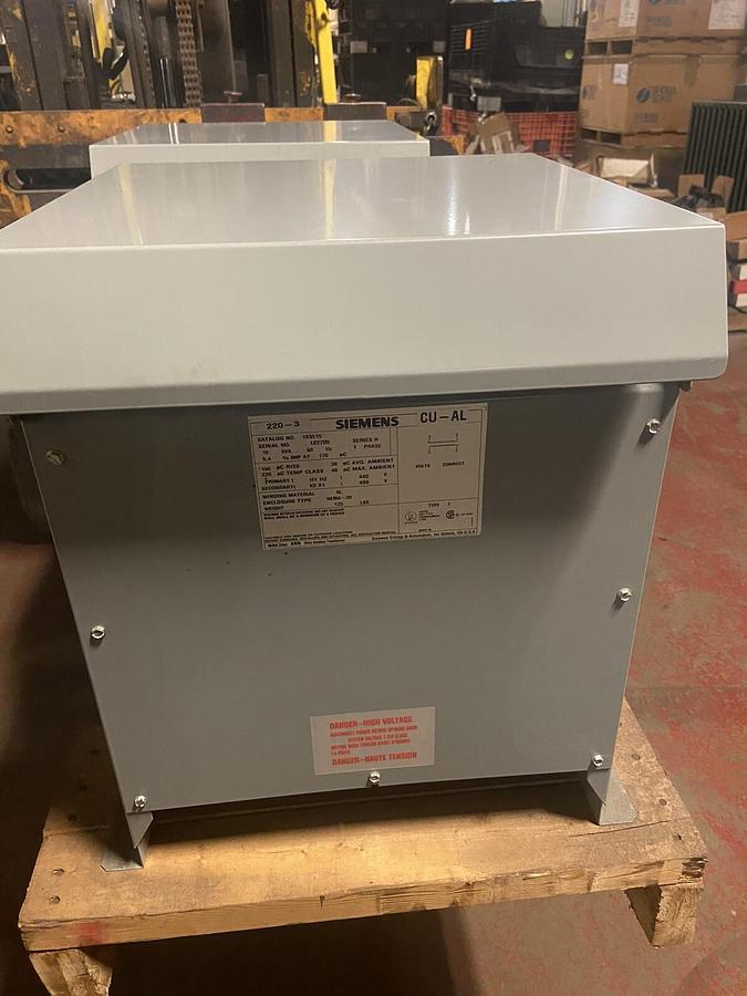 Used Siemens,183515,Transformer 10kVA 60Hz 1 Ph 480V