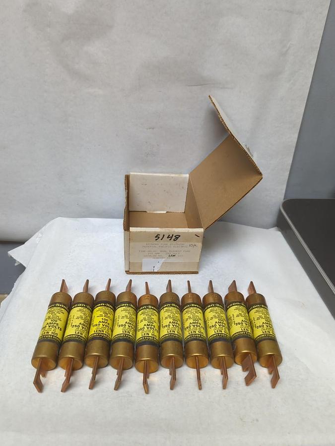 ECONOMY FEDERAL PACIFIC,LEN-100,TIME-DELAY 100 AMP FUSE LOT OF 10 NOS