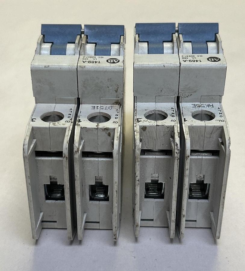 Used ALLEN BRADLEY,1489-A2D050,MINIATURE CIRCUIT BREAKER 5A 277V 2P LOT OF 2