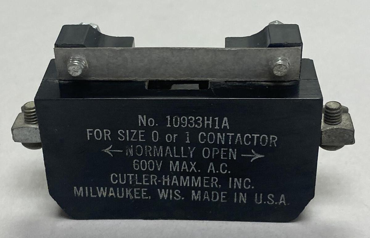 CUTLER HAMMER,10933H-1A,AUXILIARY CONTACT SIZE 0-1 600V NOS