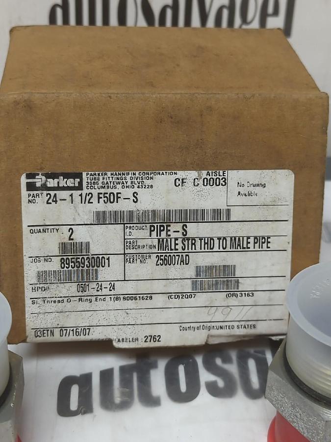 PARKER,24-1-1/2 IN F50F-S,MALE PIPE ADAPTER BOX OF 2 NOS