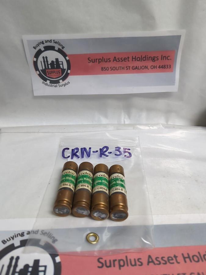 Used CEFCO,CRN-R-35,DUAL ELEMENT 35 AMP FUSE LOT OF 4 PRE-OWNED