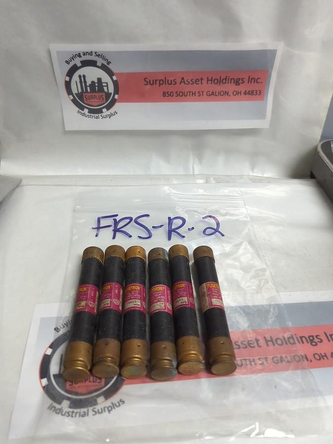 Used COOPER BUSSMANN,FRS-R-2,FUSETRON 2 AMP FUSE LOT OF 6 PRE-OWNED